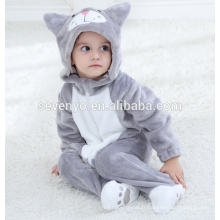 Bébé doux flanelle Barboteuse Cat Onesie pyjamas costumes, vêtements de couchage, serviette à capuchon de bébé